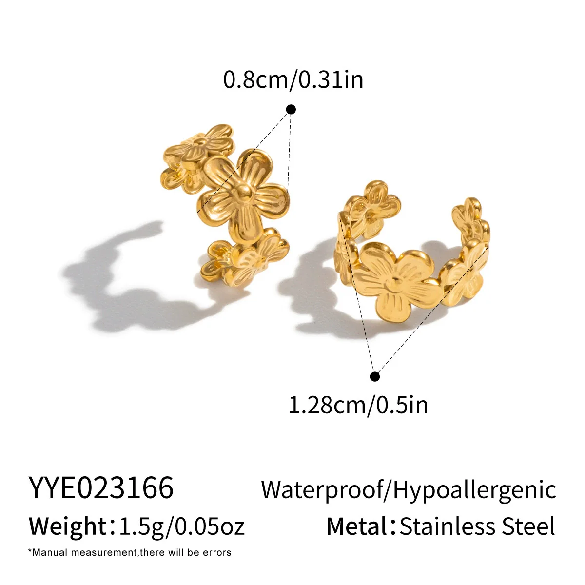 Wholesale Elegant Real Gold Plated Stainless Steel Plants And Flowers Ear Clips Jewelry For Women - Image 6