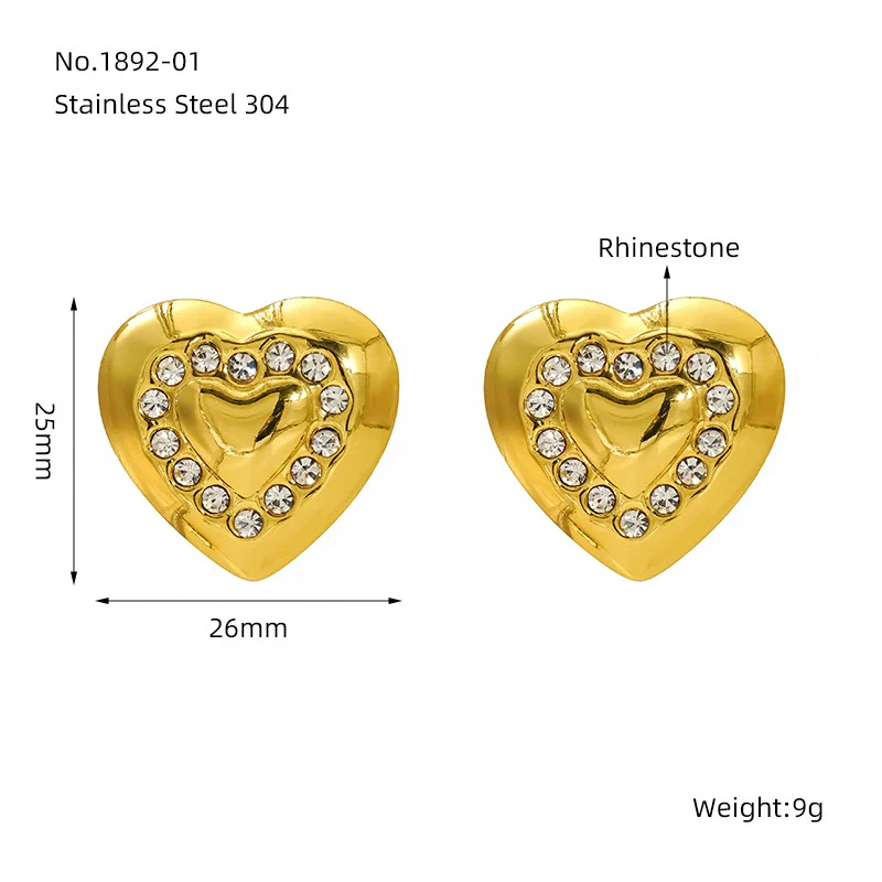 Wholesale Elegant Retro Heart Shape 316L Stainless Steel 18K Gold Plated Pearl Earrings For Women - Image 6