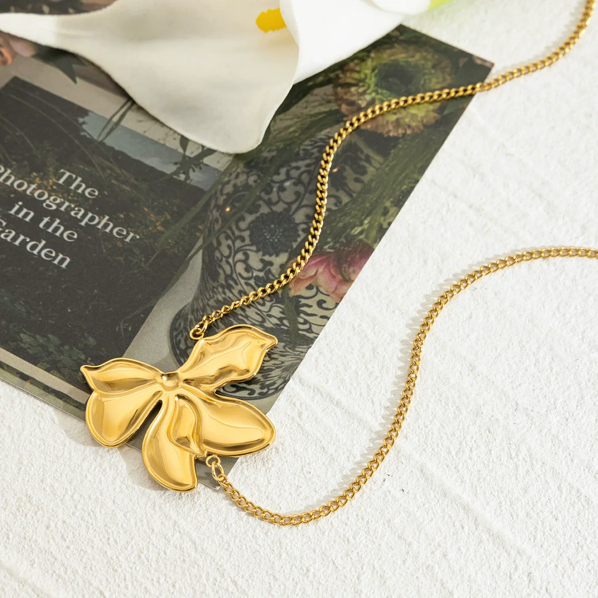 Wholesale Exaggerated Ninelayered Floral Stainless Steel 18K Gold Electroplated Necklace For Women - Image 3