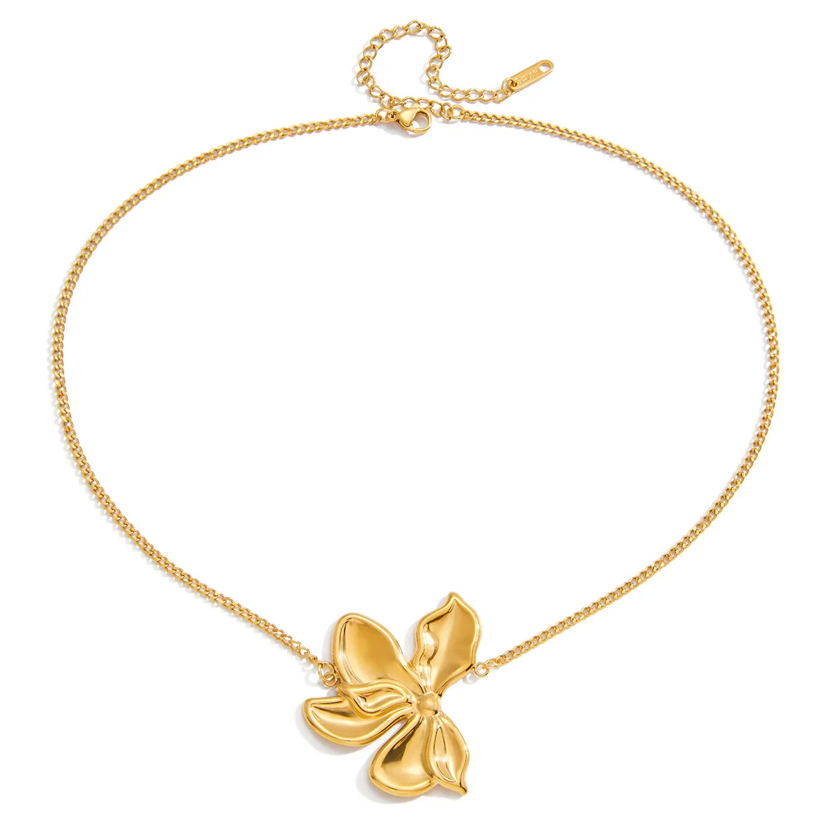Wholesale Exaggerated Ninelayered Floral Stainless Steel 18K Gold Electroplated Necklace For Women - Image 5