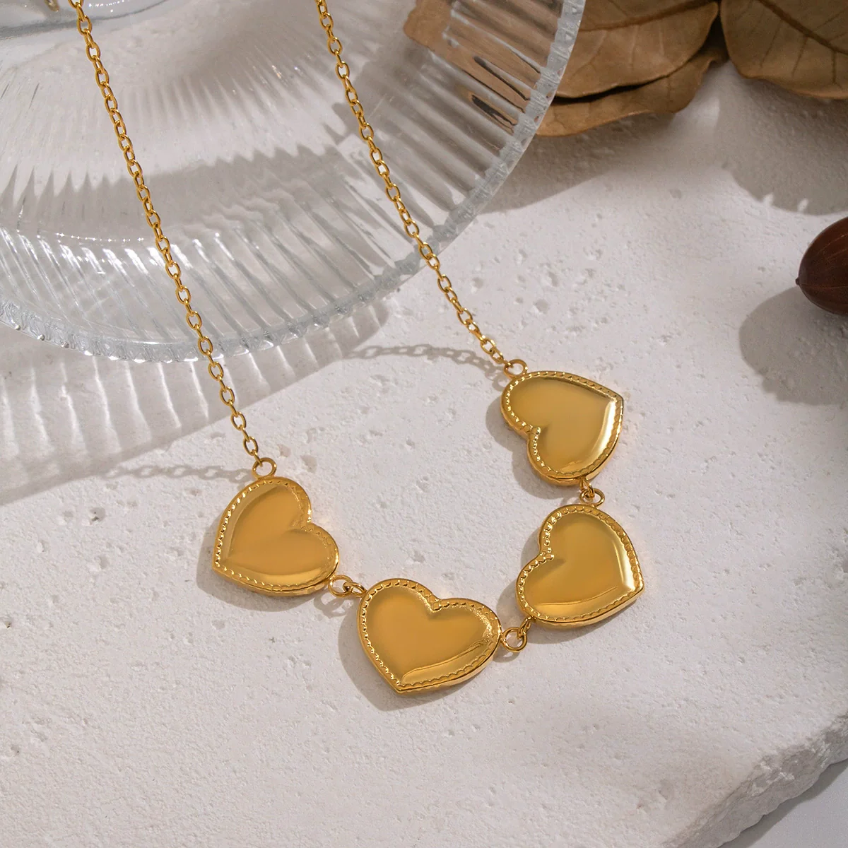 Wholesale Exaggerated Personality Old Money Style 18K Real Gold Plated Stainless Steel Heart Pendant Necklace With O Word Chain For Women - Image 4