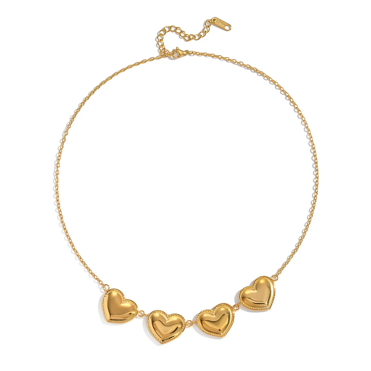 Wholesale Exaggerated Personality Old Money Style 18K Real Gold Plated Stainless Steel Heart Pendant Necklace With O Word Chain For Women - Image 5