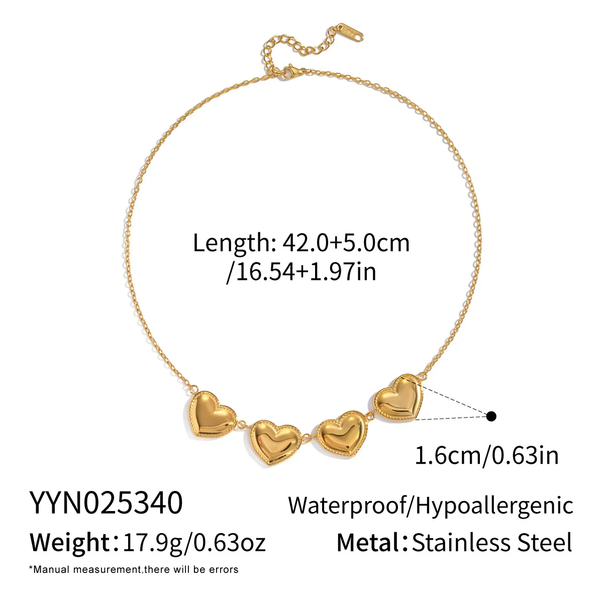 Wholesale Exaggerated Personality Old Money Style 18K Real Gold Plated Stainless Steel Heart Pendant Necklace With O Word Chain For Women - Image 6