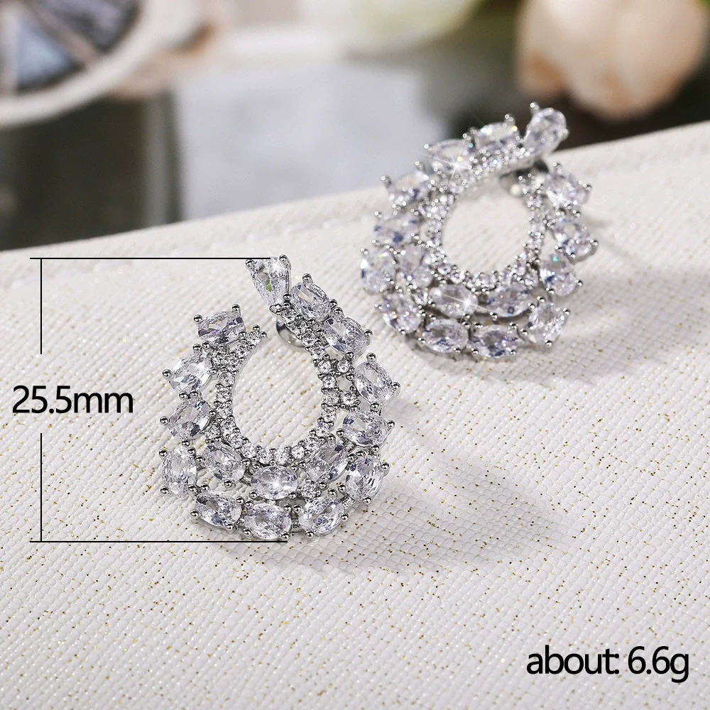 Wholesale Exaggerated Wreath Zircon Earrings Copper Flower Style For Ladies - Image 5