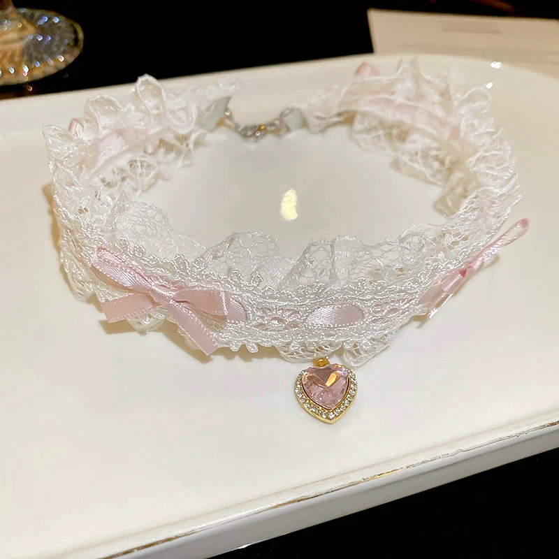 Wholesale Fabric Flower Pearl Diamond Women's Necklace With Sweet Design And Electroplating - Image 8
