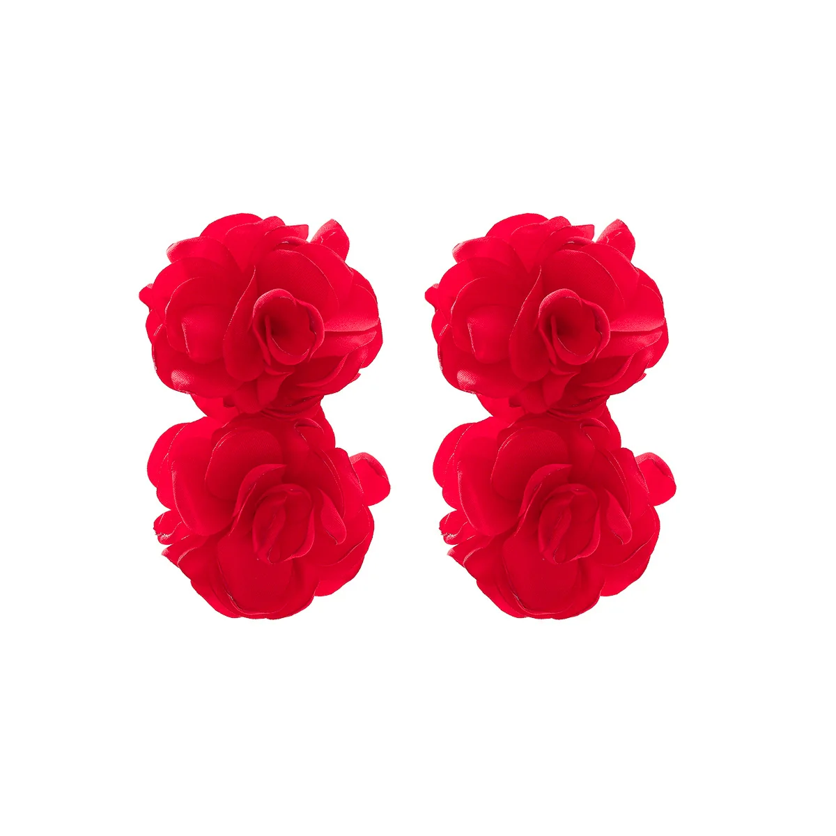 Wholesale Fabric Multicolor Big Flower Handmade Earrings With Long Tassel And Leaf Design For Women - Image 5