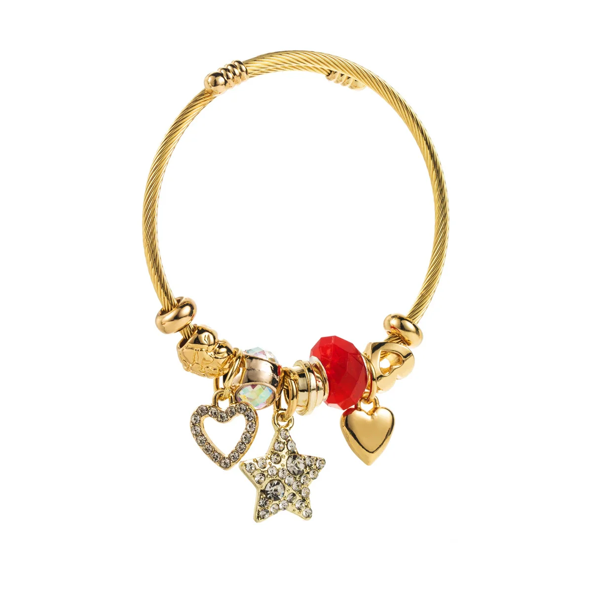 Wholesale Fashion Adjustable Beaded Couple Bracelets With Heart And Star Patterns Made Of Alloy And Rhinestone For Women - Image 6