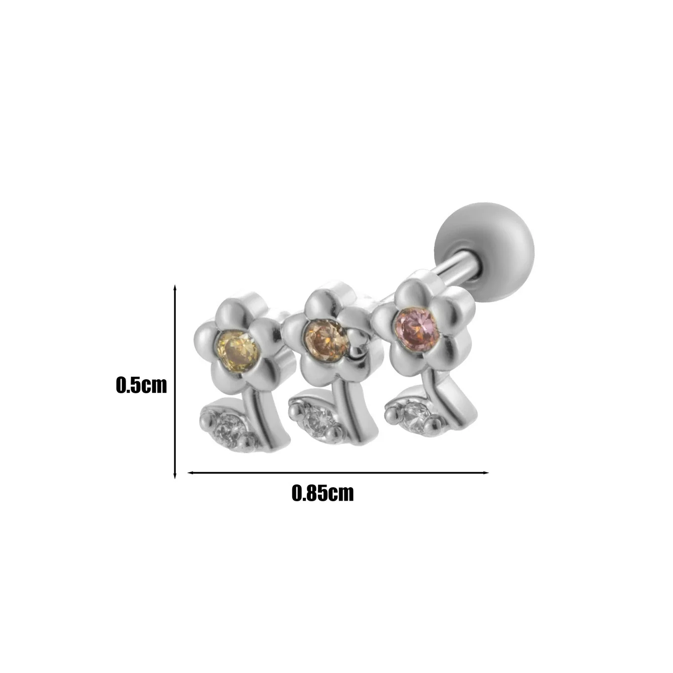 Wholesale Fashion Allmatch Cartilage Puncture Ear Bone Nail Copper Flower Design - Image 15