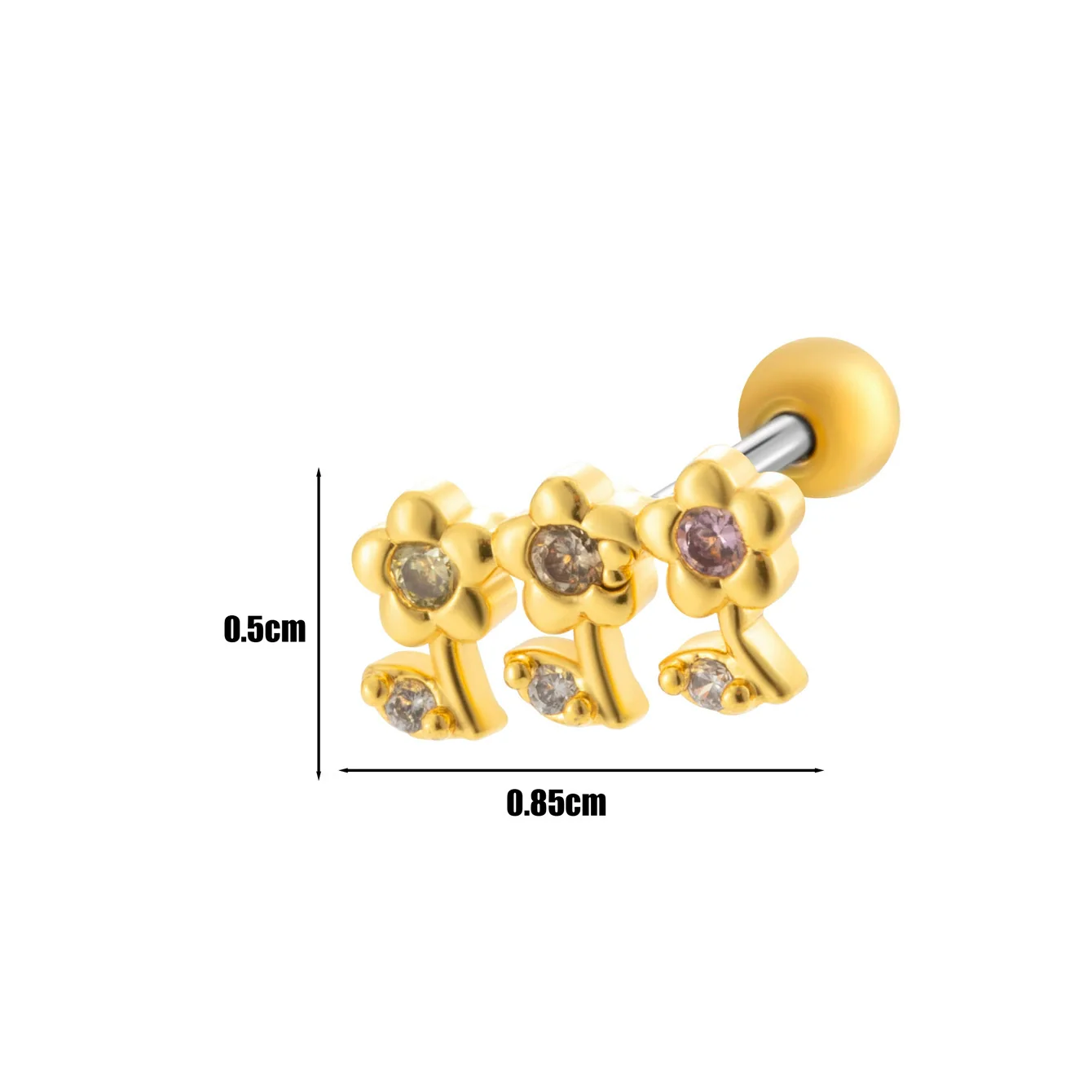 Wholesale Fashion Allmatch Cartilage Puncture Ear Bone Nail Copper Flower Design - Image 4