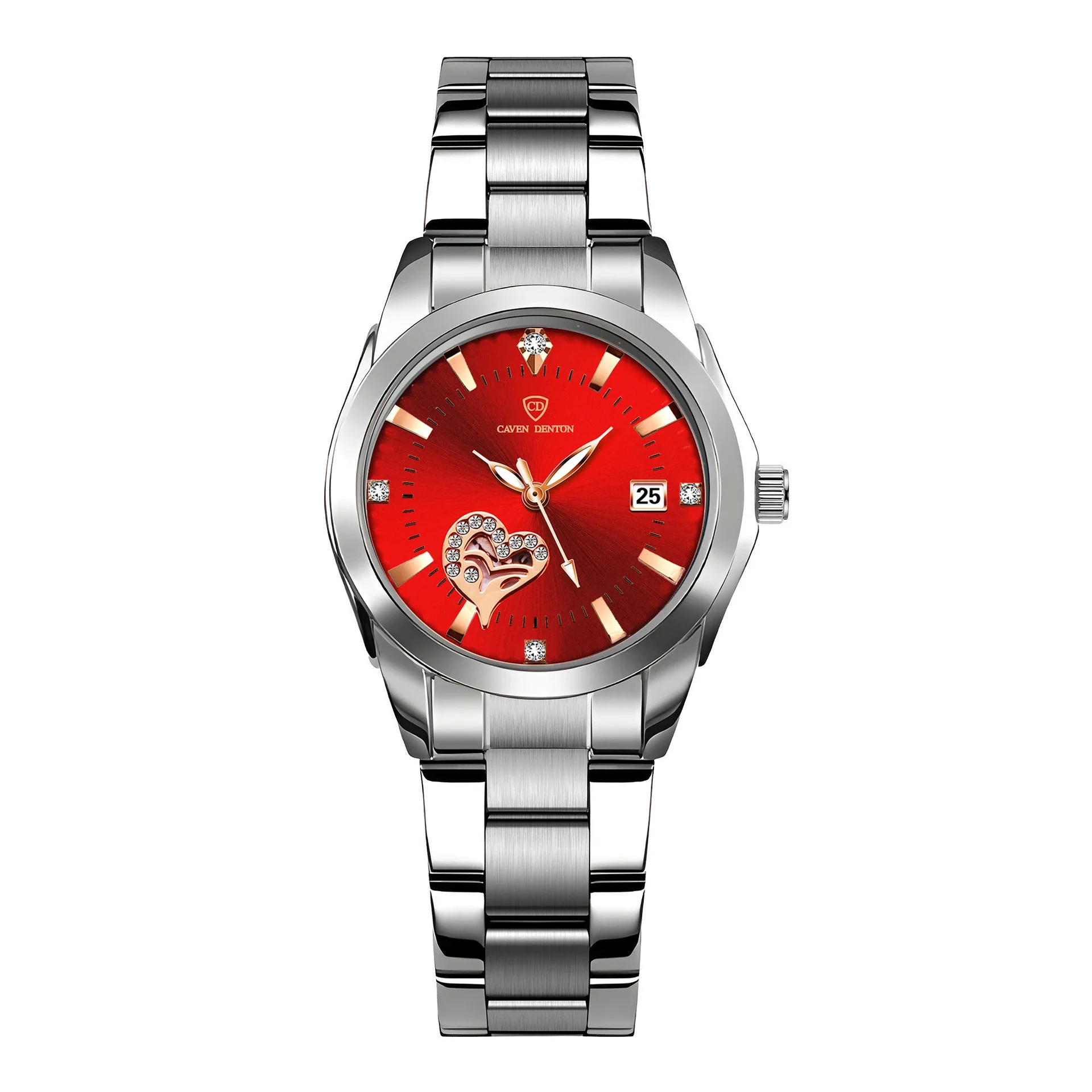 Wholesale Fashion Casual Quartz Ladies Watch With Alloy Case And Strap Round Dial Mineral Strengthened Glass Mirror Single Folding Buckle Stainless Steel Clasp Spiral Crown - Image 6