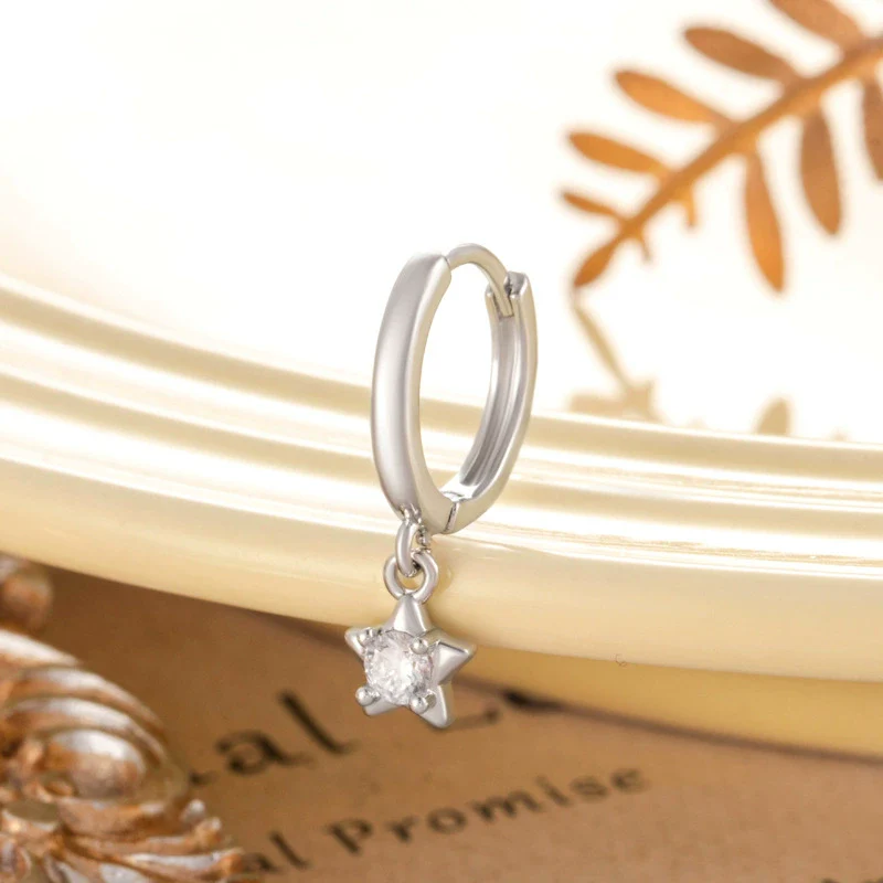 Wholesale Fashion Copper Inlaid Starshaped Zircon Earrings Unisex - Image 4