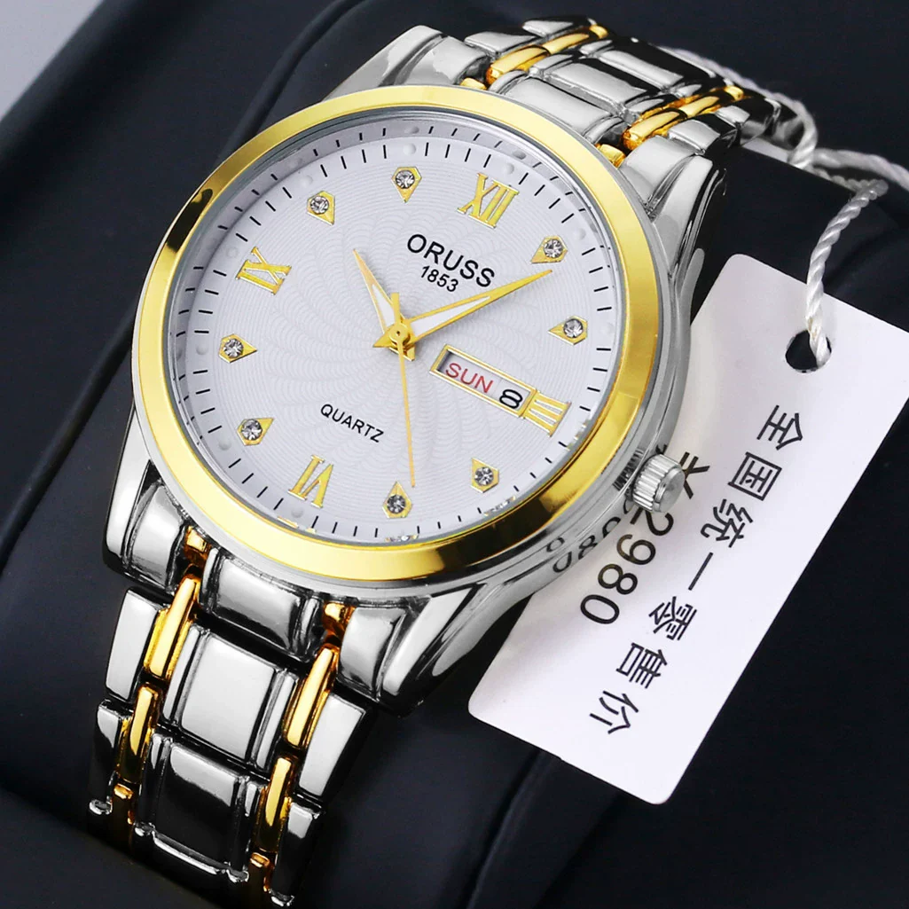 Wholesale Fashion Couple's Automatic Movement Watch Zinc Alloy Case Alloy Strap Round Dial Onion Crown Mineral Strengthened Glass Mirror Waterproof