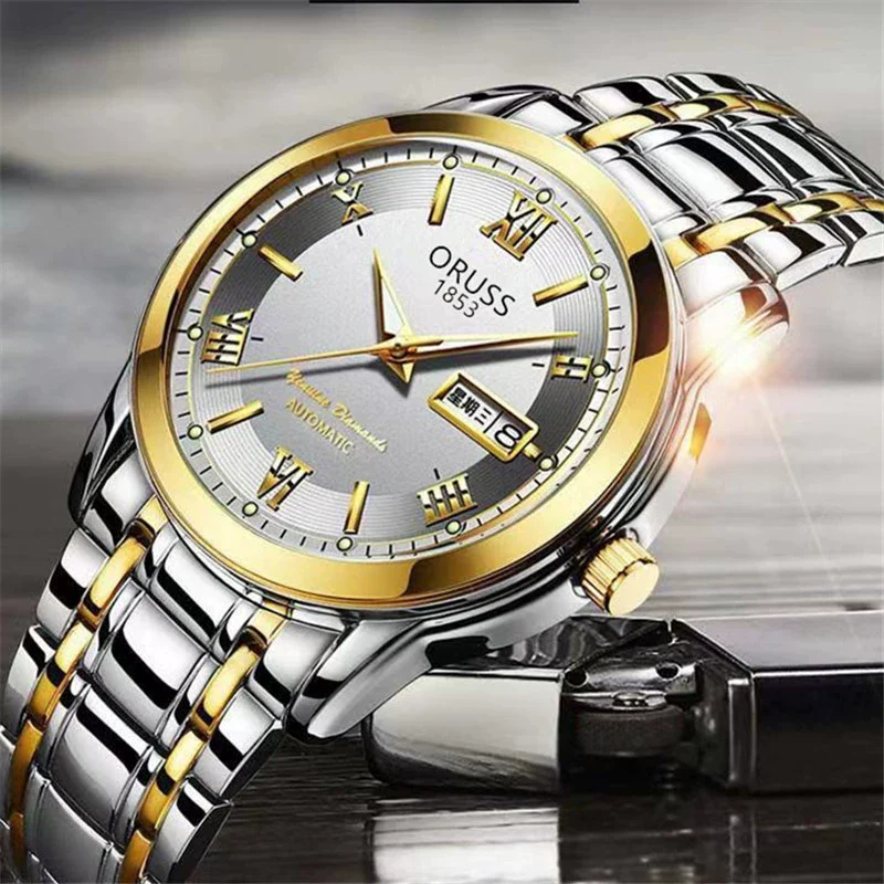 Wholesale Fashion Couple's Automatic Movement Watch Zinc Alloy Case Alloy Strap Round Dial Onion Crown Mineral Strengthened Glass Mirror Waterproof - Image 13