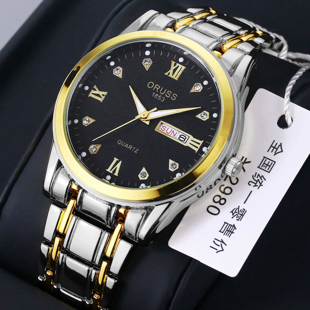 Wholesale Fashion Couple's Automatic Movement Watch Zinc Alloy Case Alloy Strap Round Dial Onion Crown Mineral Strengthened Glass Mirror Waterproof - Image 2