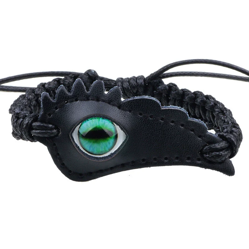Wholesale Fashion Cowhide And Glass Glaze Handmade Geometric Devil's Eye Woven Bracelet - Image 5