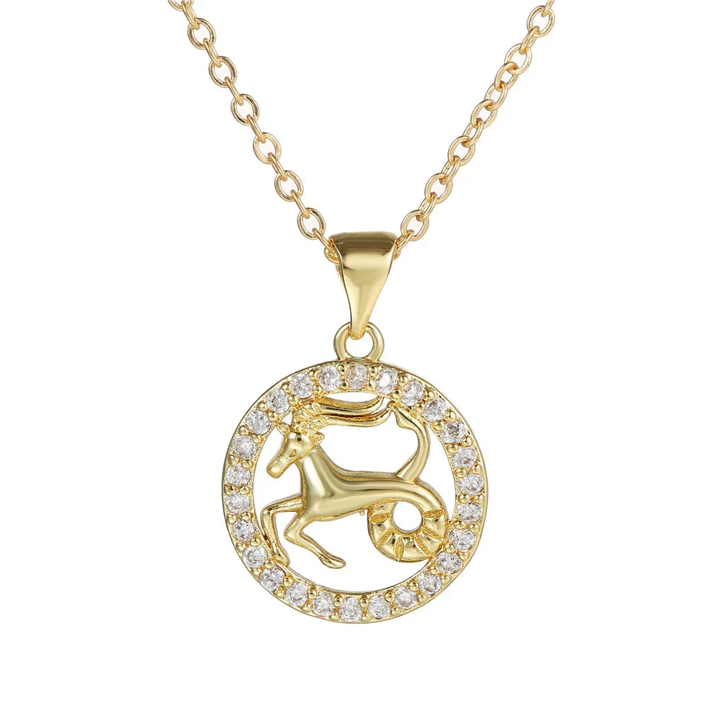 Wholesale Fashion Creative Copper Alloy Inlaid Zircon Constellation Geometric Pendant Ochain Necklace For Women - Image 15