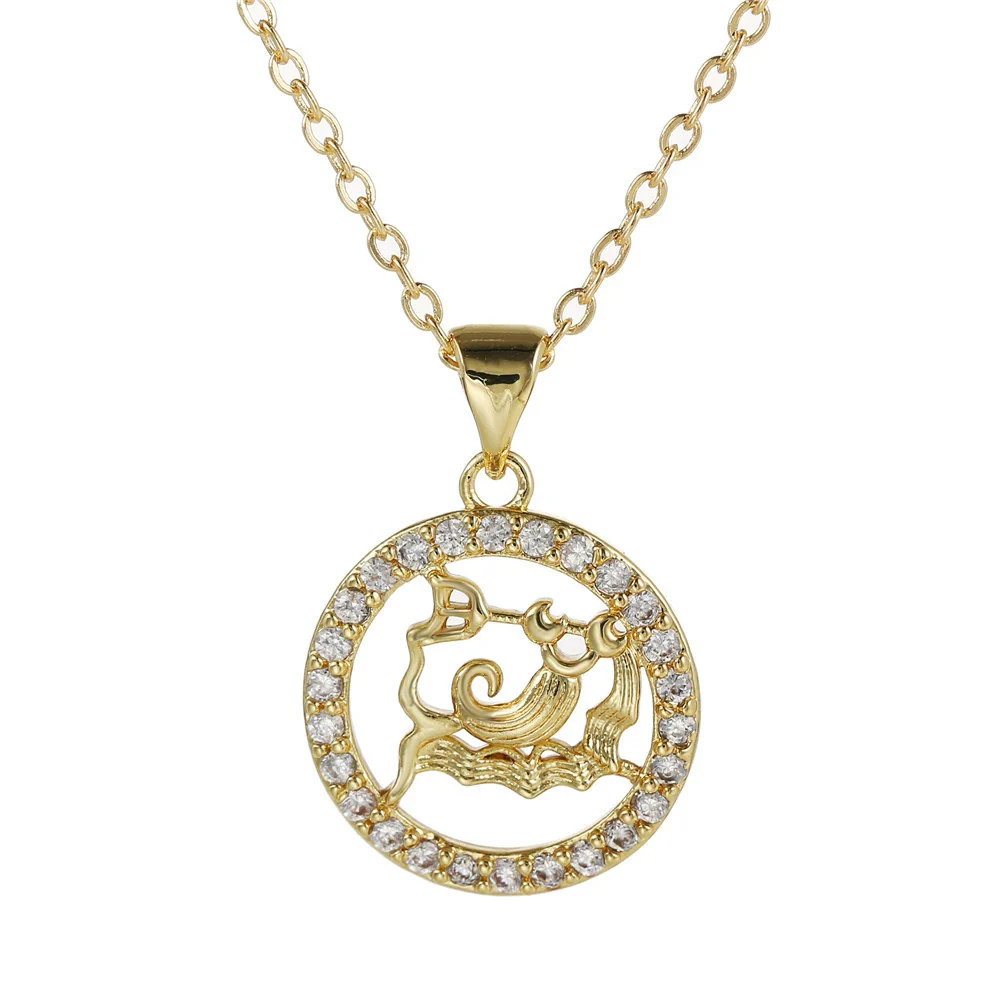 Wholesale Fashion Creative Copper Alloy Inlaid Zircon Constellation Geometric Pendant Ochain Necklace For Women - Image 16