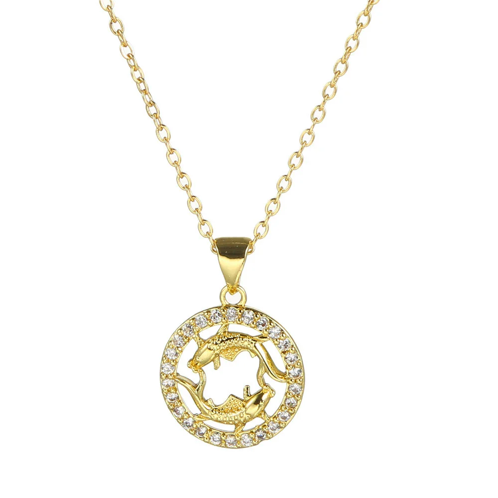 Wholesale Fashion Creative Copper Alloy Inlaid Zircon Constellation Geometric Pendant Ochain Necklace For Women - Image 3