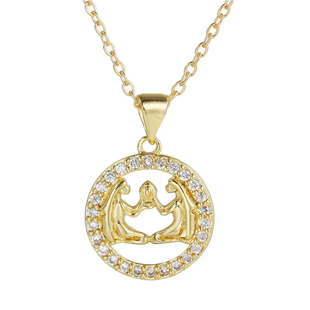 Wholesale Fashion Creative Copper Alloy Inlaid Zircon Constellation Geometric Pendant Ochain Necklace For Women - Image 8