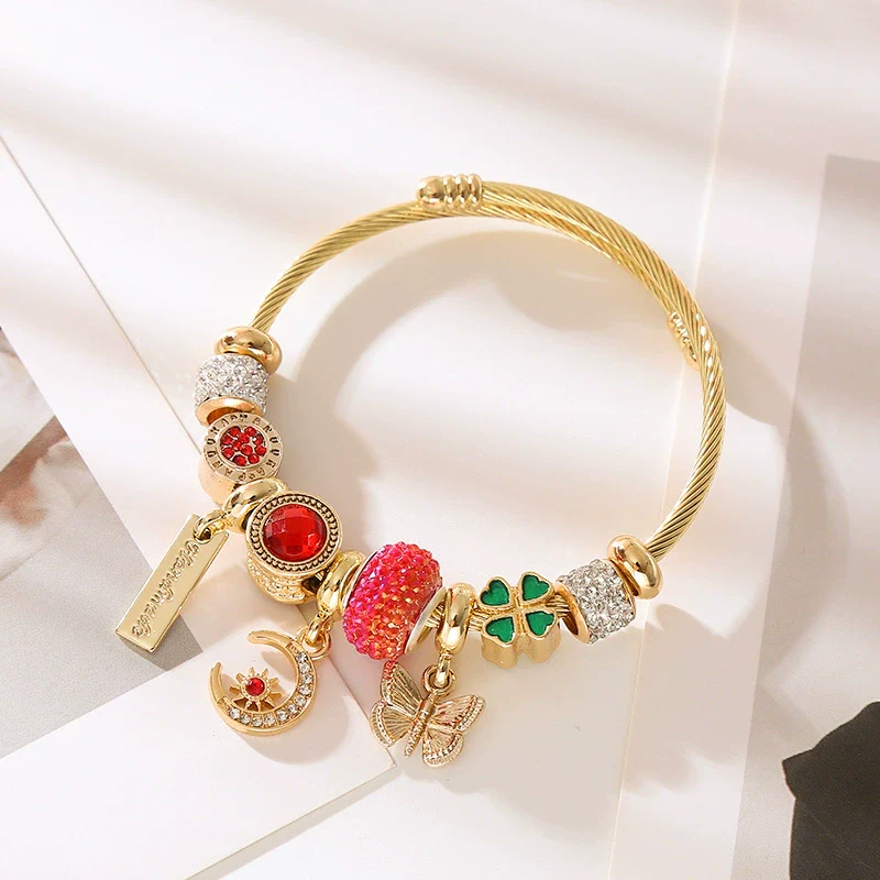 Wholesale Fashion Diamond Insect Pattern Alloy Diy Beaded Adjustable Couple Bracelets For Women - Image 2