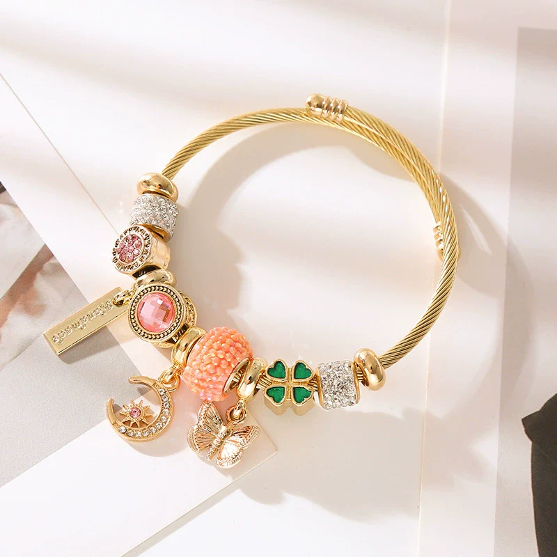Wholesale Fashion Diamond Insect Pattern Alloy Diy Beaded Adjustable Couple Bracelets For Women - Image 3