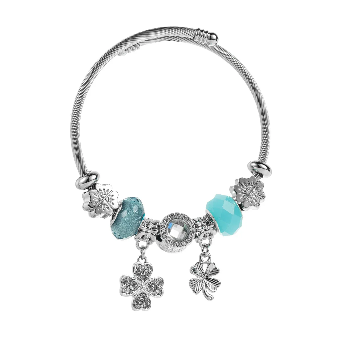 Wholesale Fashion Diy Diamondtreated Stainless Steel And Alloy Bracelet With Flower Pendant For Women - Image 4