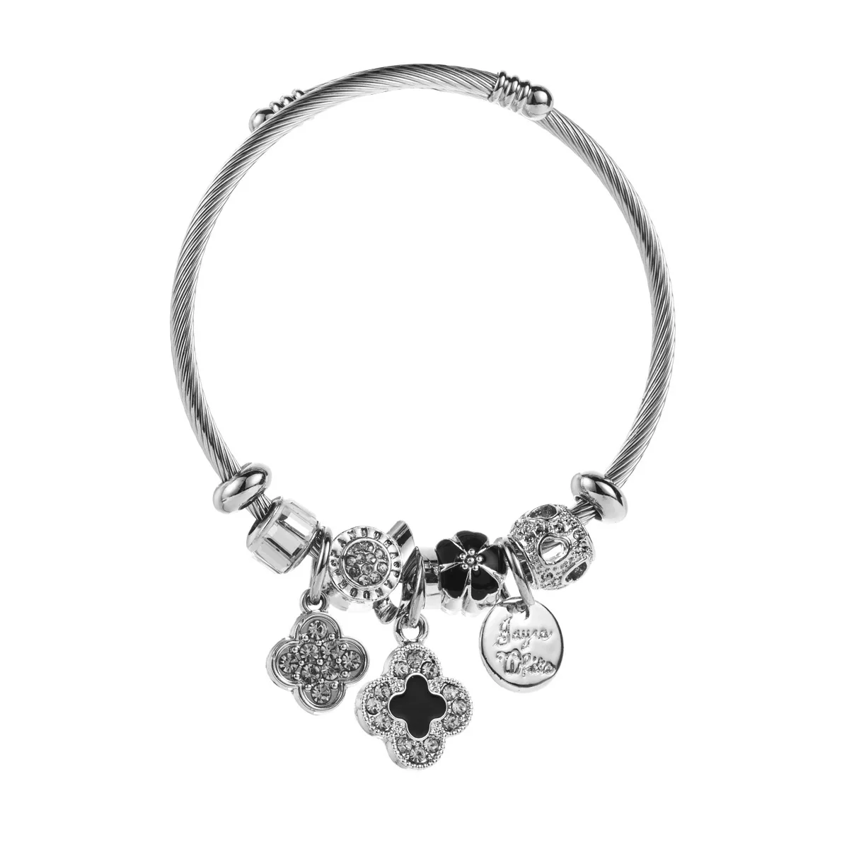 Wholesale Fashion Diy Diamondtreated Stainless Steel And Alloy Bracelet With Flower Pendant For Women - Image 6