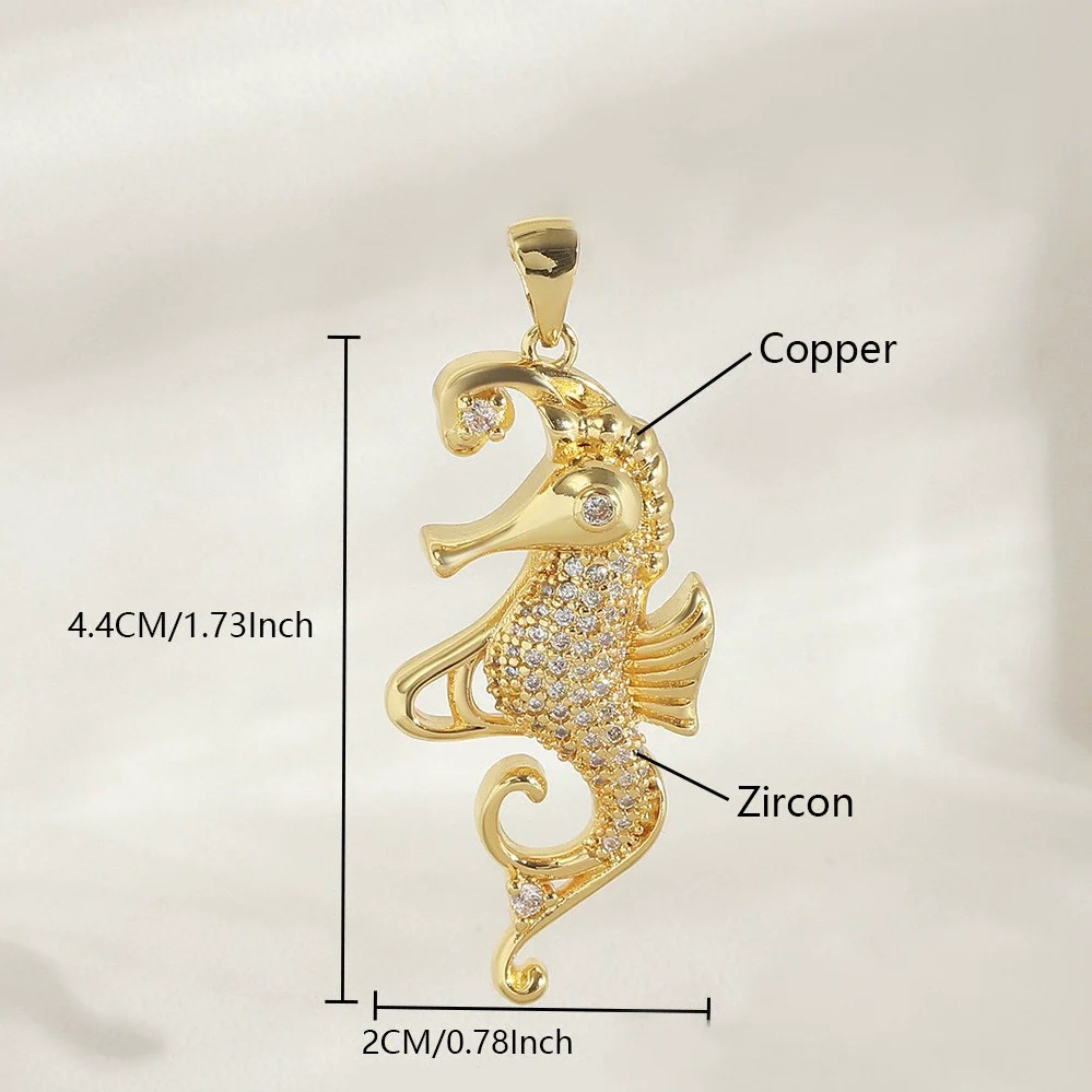 Wholesale Fashion Dolphin Seahorse Turtle Pendant Diy Necklace Jewelry Accessories Copper 18K Gold Plated - Image 11