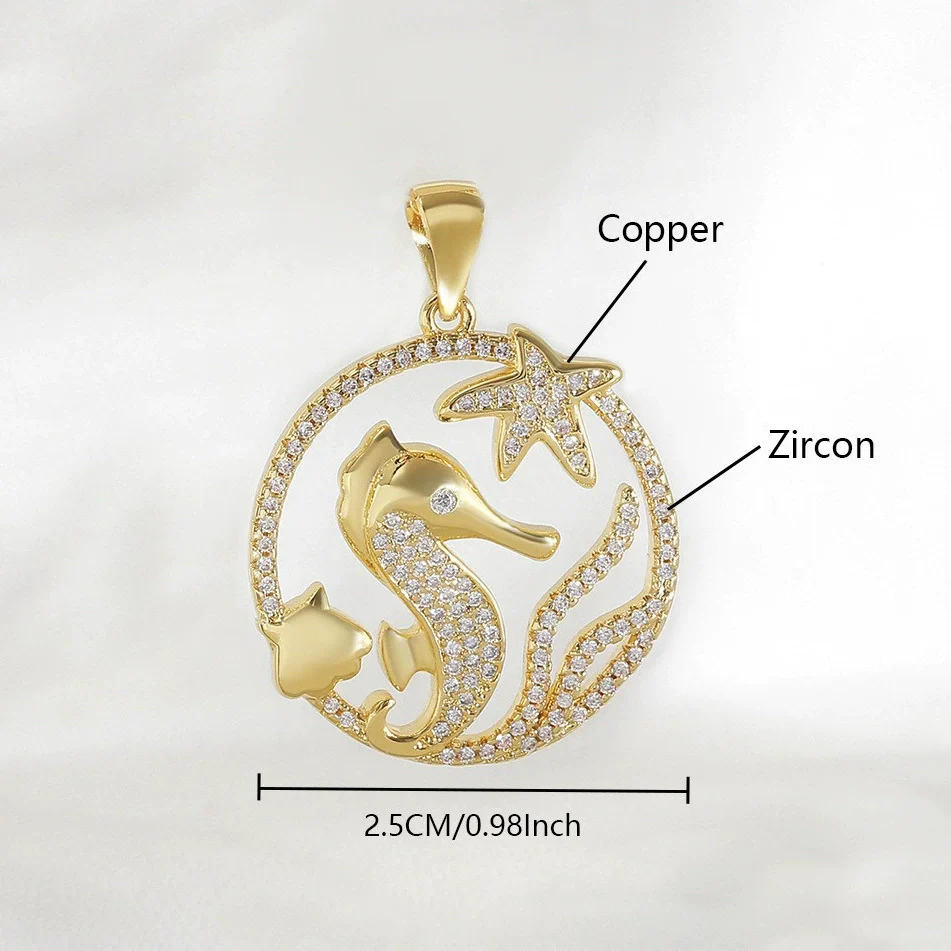 Wholesale Fashion Dolphin Seahorse Turtle Pendant Diy Necklace Jewelry Accessories Copper 18K Gold Plated - Image 15