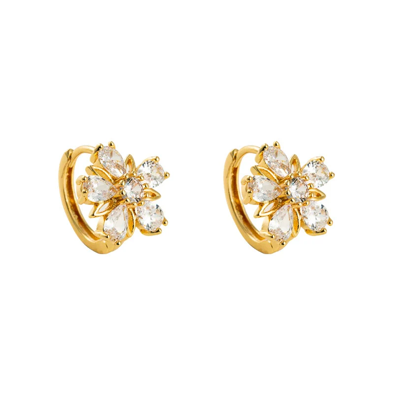 Wholesale Fashion Elegant Flower Earrings For Women Copper Microinlaid Zircon - Image 5