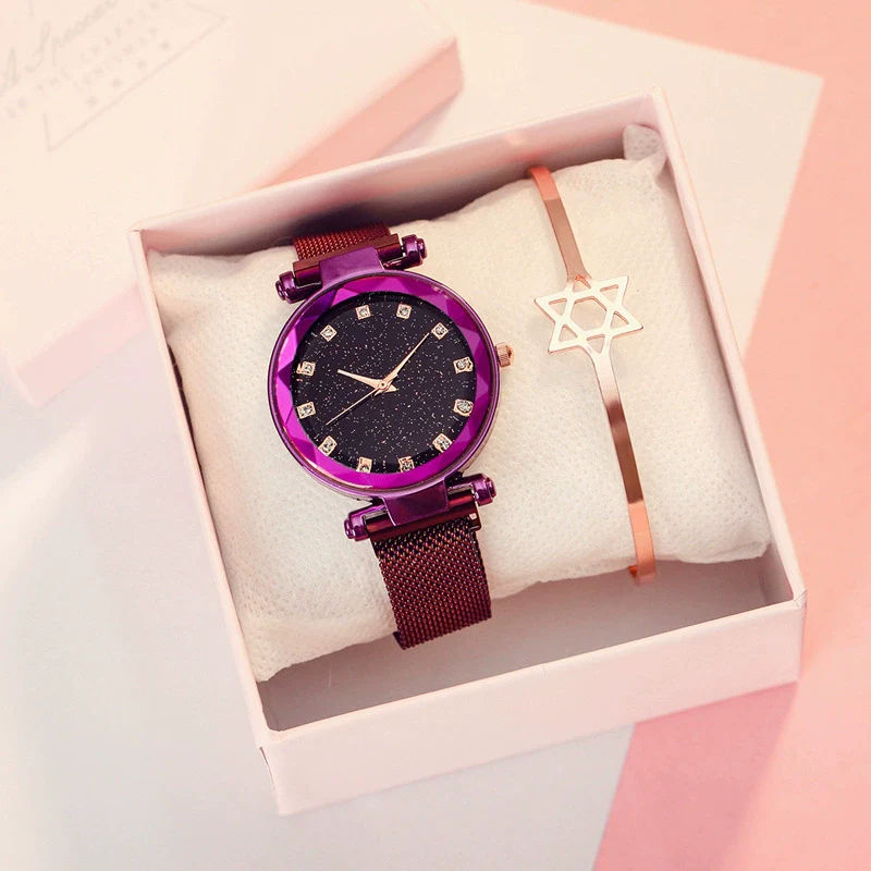 Wholesale Fashion Female Student Round Dial Alloy Case Stainless Steel Strap Star Pattern Watch - Image 11