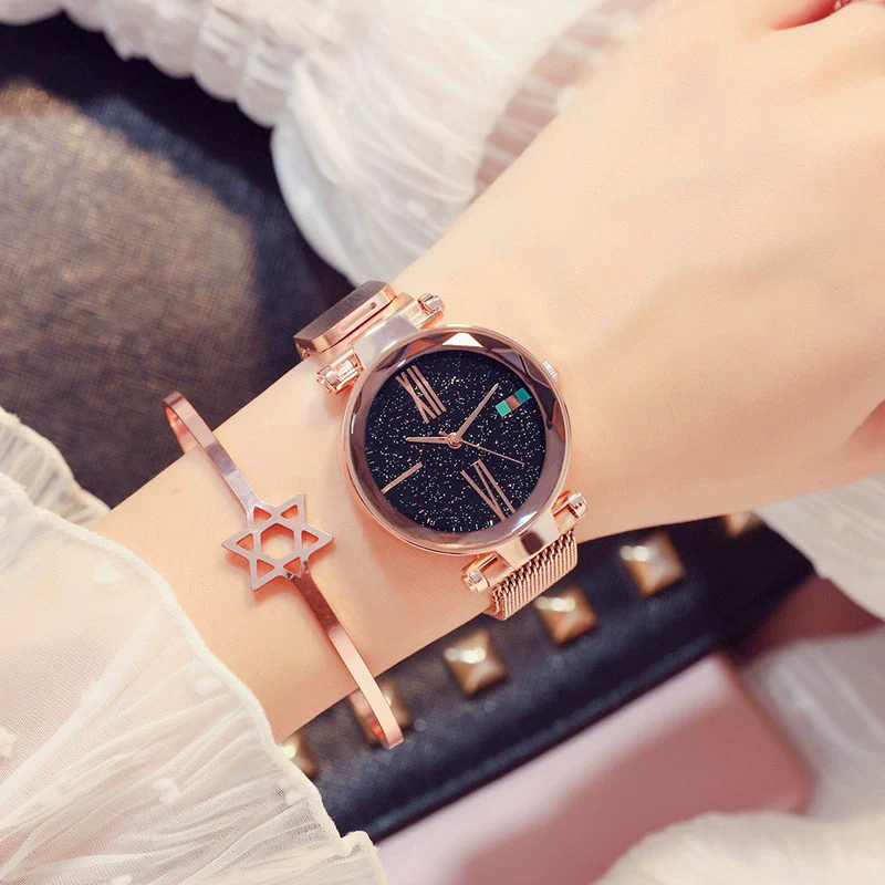 Wholesale Fashion Female Student Round Dial Alloy Case Stainless Steel Strap Star Pattern Watch - Image 14