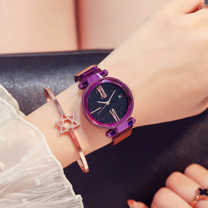 Wholesale Fashion Female Student Round Dial Alloy Case Stainless Steel Strap Star Pattern Watch - Image 4
