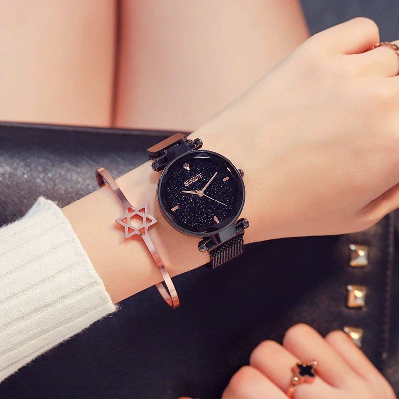 Wholesale Fashion Female Student Round Dial Alloy Case Stainless Steel Strap Star Pattern Watch - Image 6