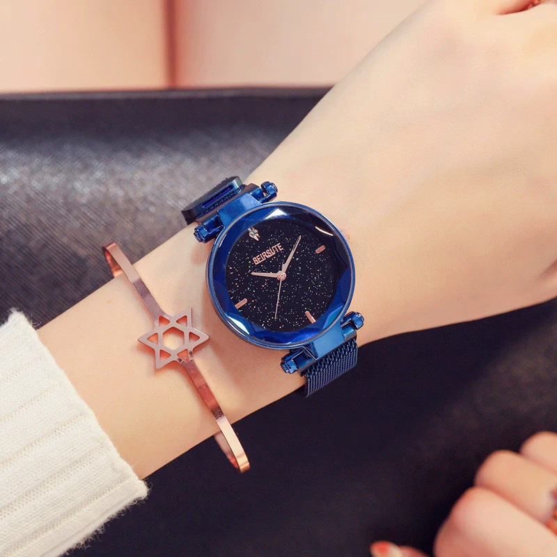 Wholesale Fashion Female Student Round Dial Alloy Case Stainless Steel Strap Star Pattern Watch - Image 8