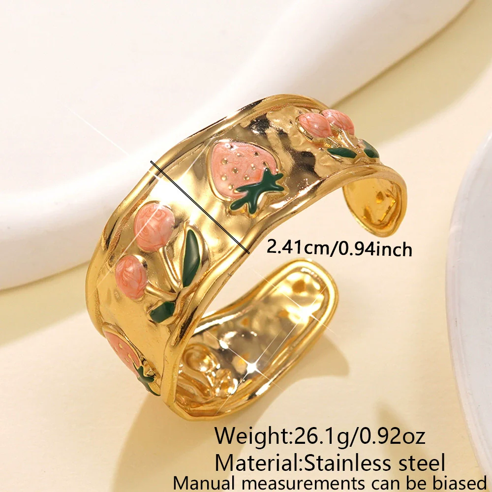Wholesale Fashion Fruit Style Oil Dripping Stainless Steel Open Bracelet - Image 4