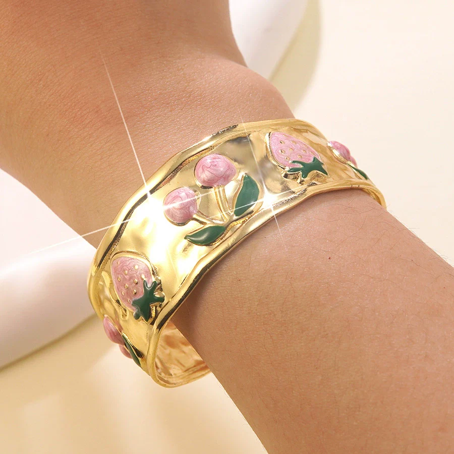 Wholesale Fashion Fruit Style Oil Dripping Stainless Steel Open Bracelet - Image 7