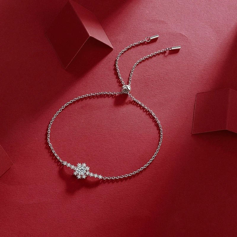 Wholesale Fashion Geometric 925 Silver Moissanite Inlay Bracelet