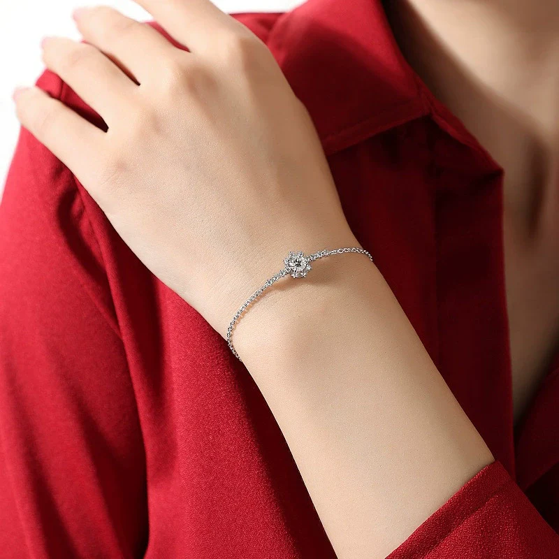 Wholesale Fashion Geometric 925 Silver Moissanite Inlay Bracelet - Image 2