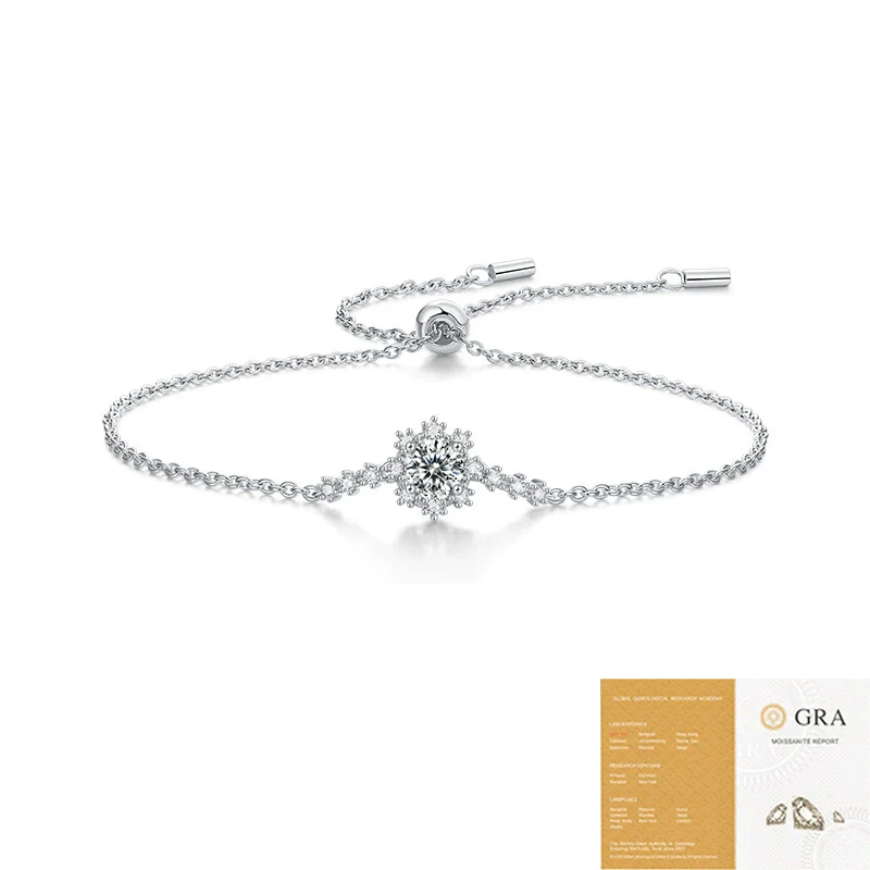 Wholesale Fashion Geometric 925 Silver Moissanite Inlay Bracelet - Image 5
