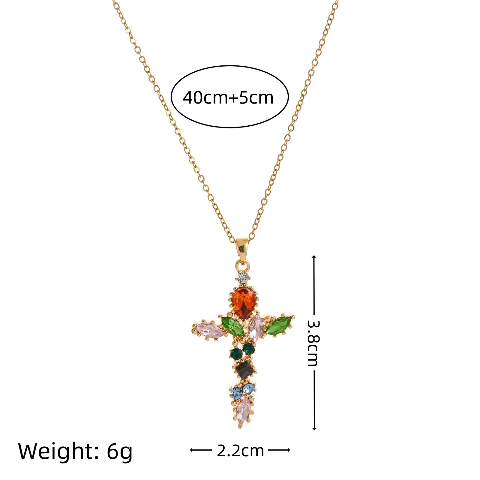 Wholesale Fashion Geometric Cross Necklace And Flower Bracelet Copper Electroplated Inlaid Zircon - Image 5