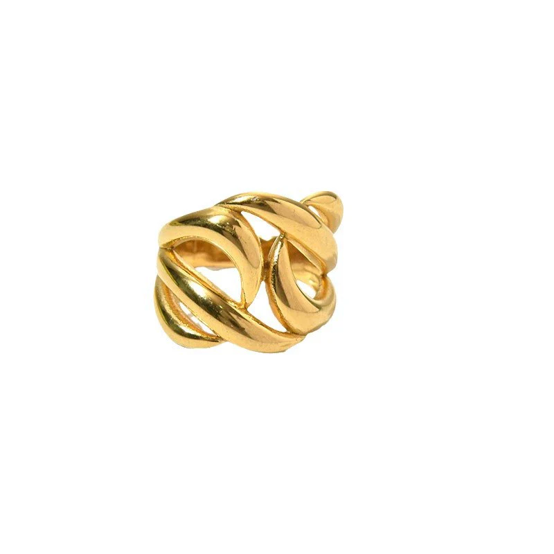 Wholesale Fashion Geometric Irregular Lines Hollow Stainless Steel Goldplated Ring Jewelry - Image 4