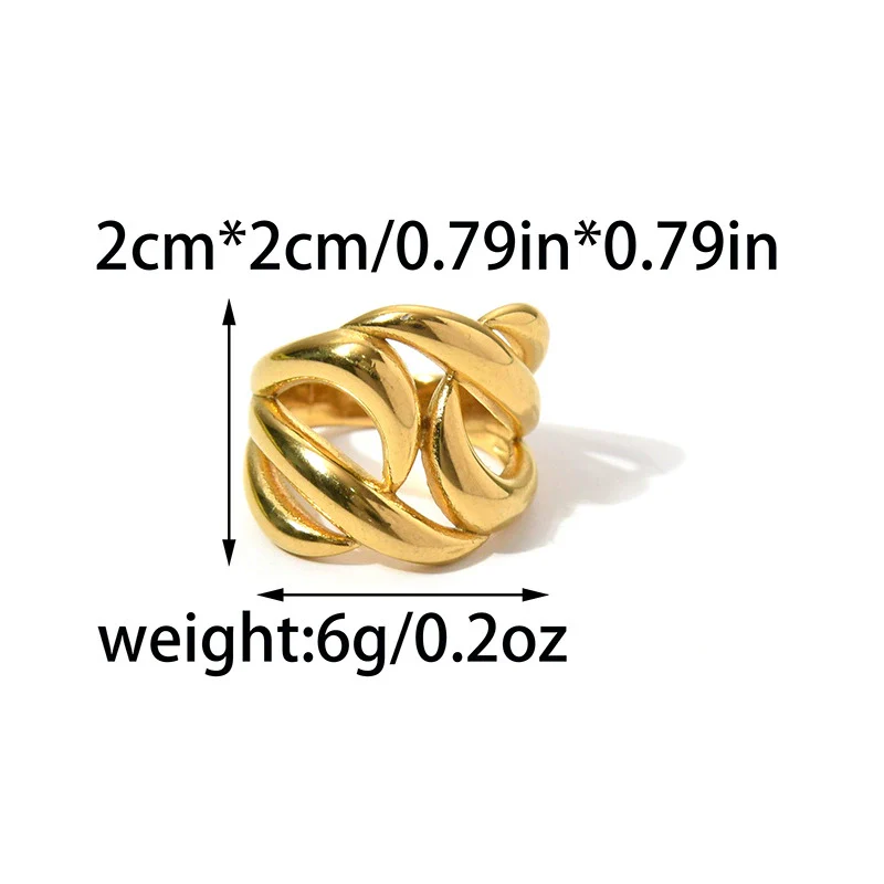 Wholesale Fashion Geometric Irregular Lines Hollow Stainless Steel Goldplated Ring Jewelry - Image 6