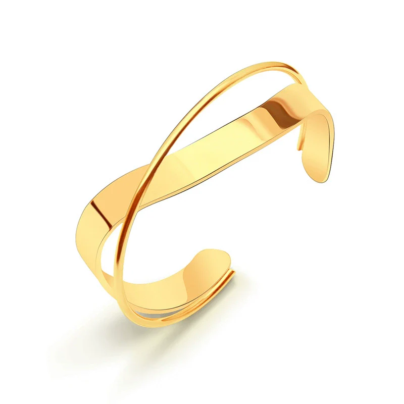 Wholesale Fashion Geometric Joker Cross Open Bracelet Titanium Steel 18K Gold Plated Jewelry - Image 4