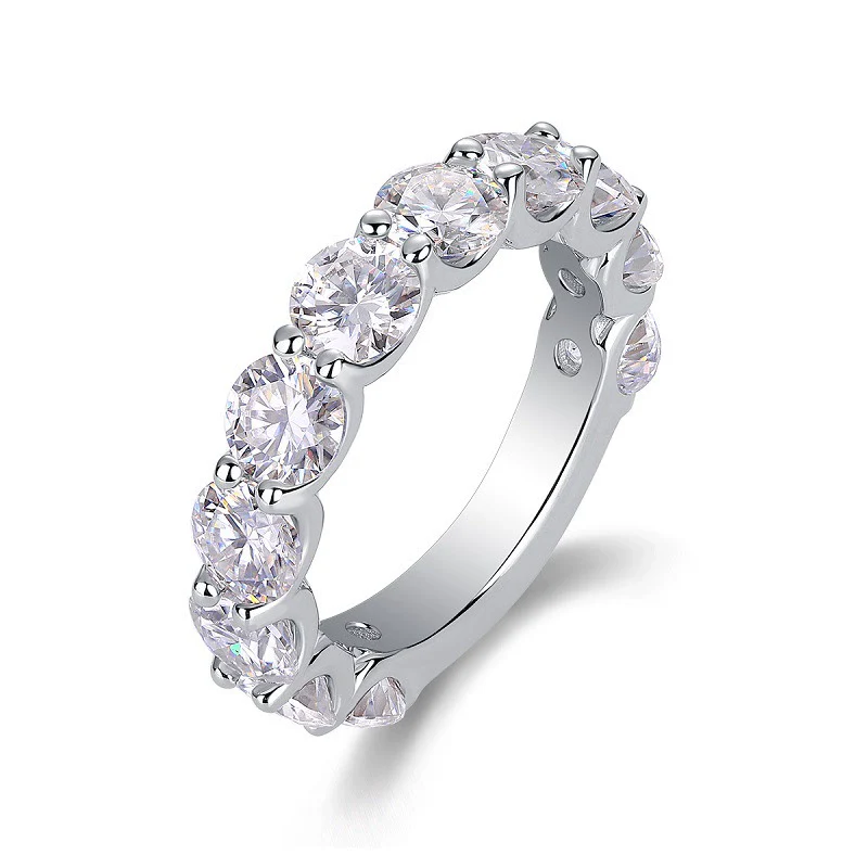 Wholesale Fashion Geometric Moissanite Inlaid 925 Silver Ring