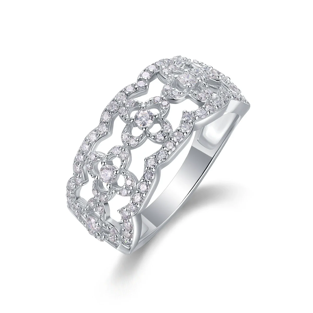 Wholesale Fashion Geometric Silver 925 S925 Silver Ring Set With Diamonds For Women - Image 3