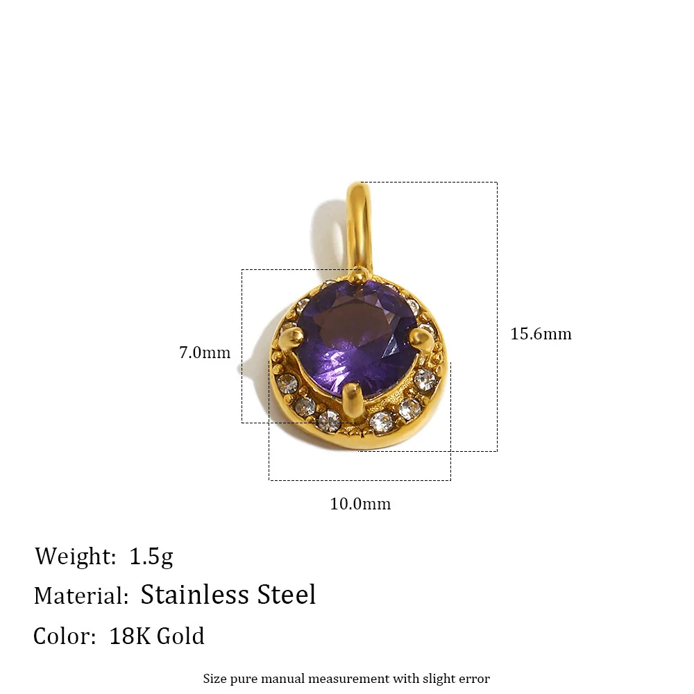 Wholesale Fashion Geometric Solid Barrel Bead Jewelry Accessories Stainless Steel 18K Gold Plated Round Zirconium Pendant For Women - Image 6