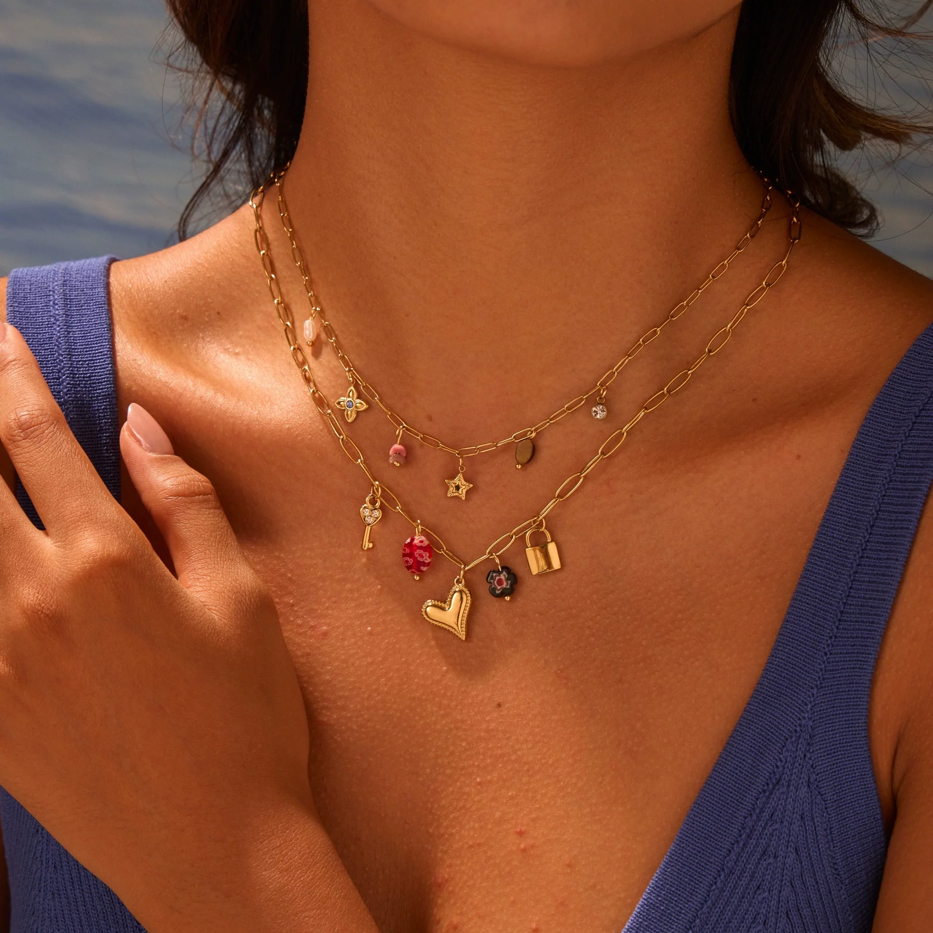 Wholesale Fashion Geometric Stainless Steel 18K Electroplated Love Pendant Clavicle Necklace For Women