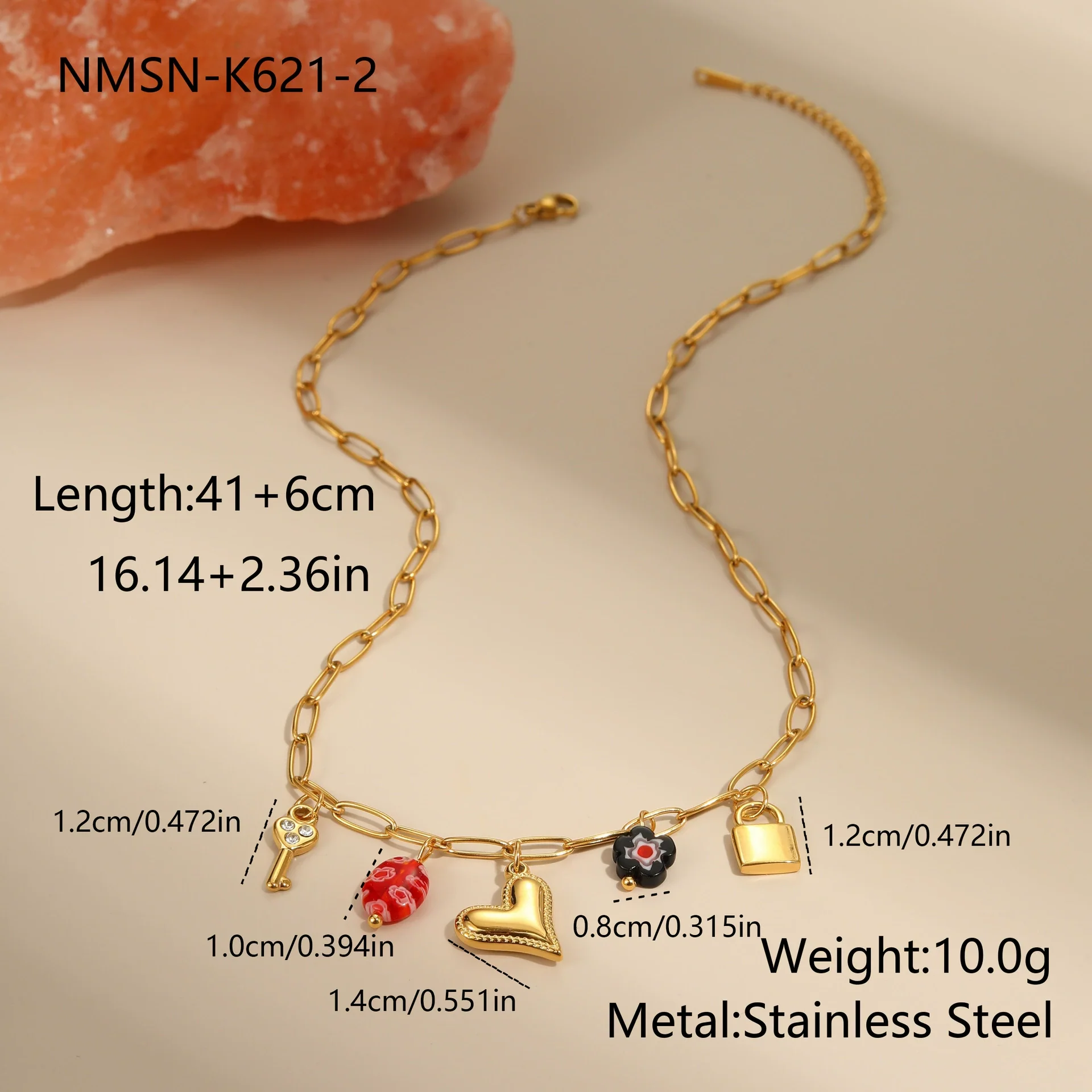 Wholesale Fashion Geometric Stainless Steel 18K Electroplated Love Pendant Clavicle Necklace For Women - Image 7