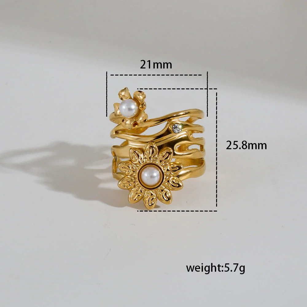 Wholesale Fashion Gold Plated Geometric Fairy Style Titanium Steel Open Ring Jewelry For Men And Women - Image 8